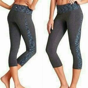 Athleta Blue Gray Split Revelation Performance Capri Leggings Size L
